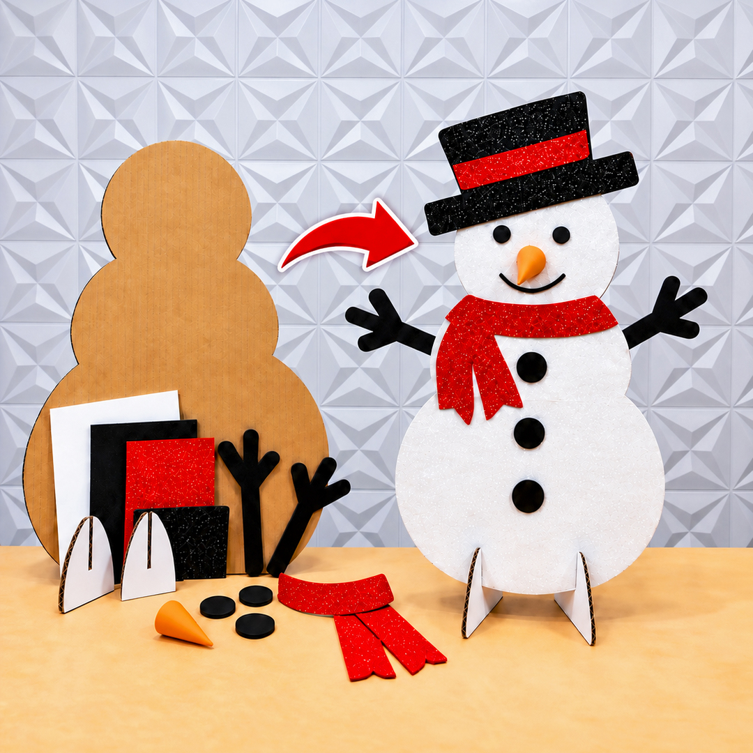 Moldes Boneco de Neve Gigante de Papelão para Decoração de Natal